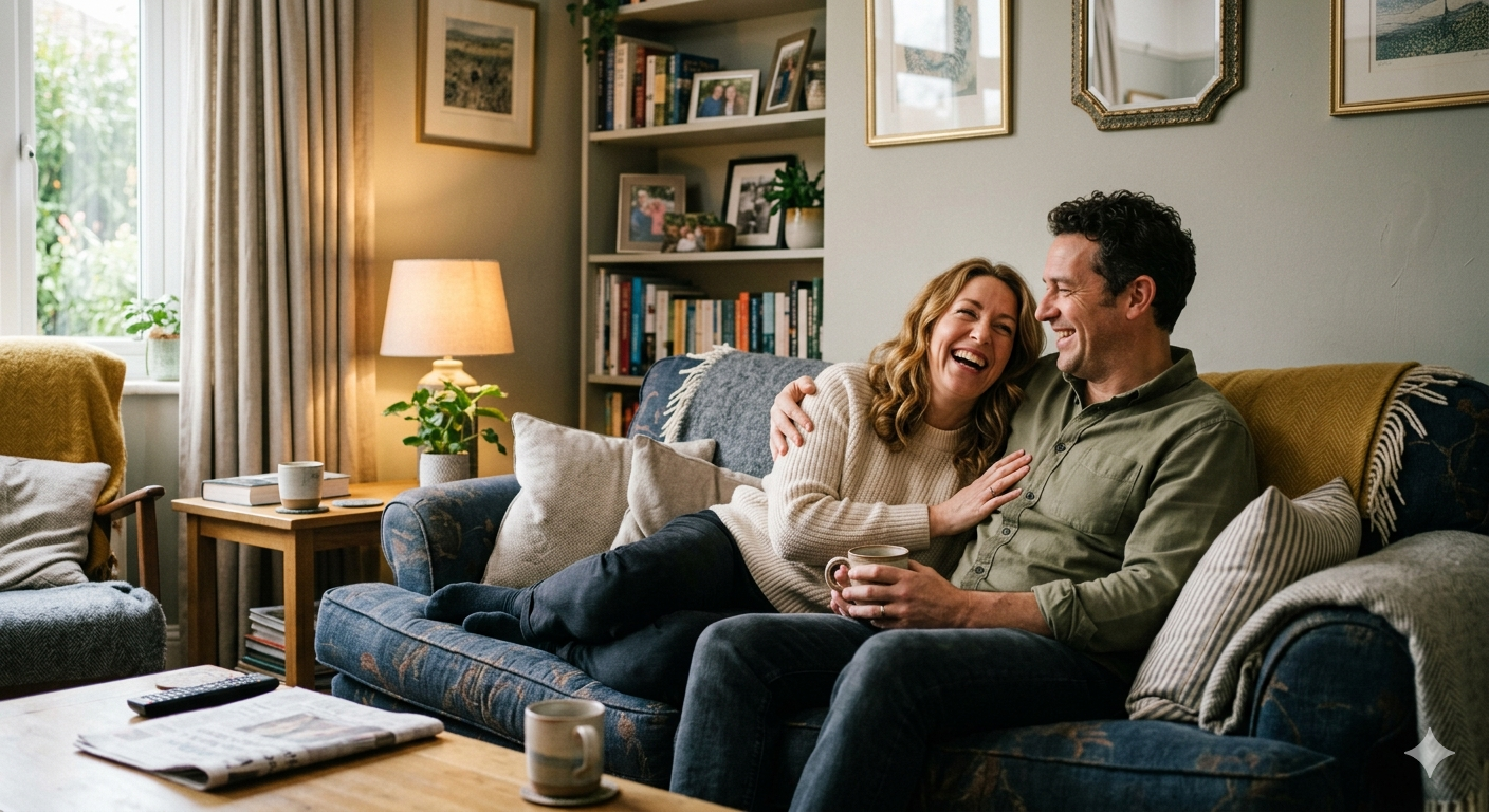 Couple relaxing at home